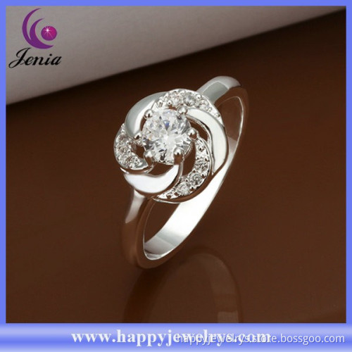 Bling white zircon ring 925 silver plated cheap price engagement ring price (CR336)